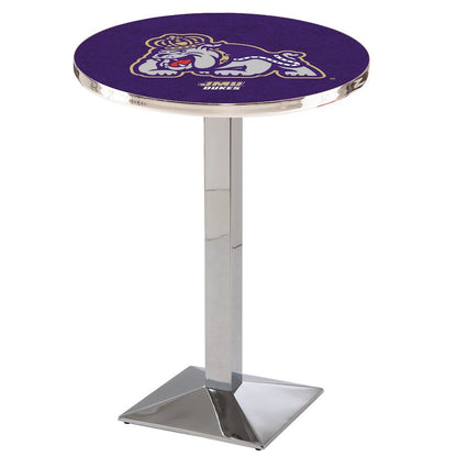 L217 James Madison University 36' Tall - 36' Top Pub Table w/ Chrome Finish
