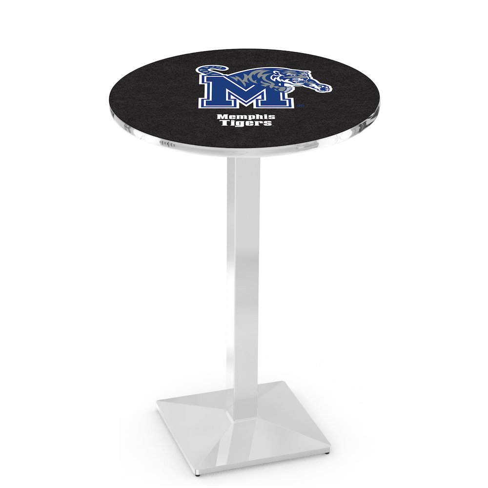 L217 University of Memphis 36' Tall - 36' Top Pub Table w/ Chrome Finish