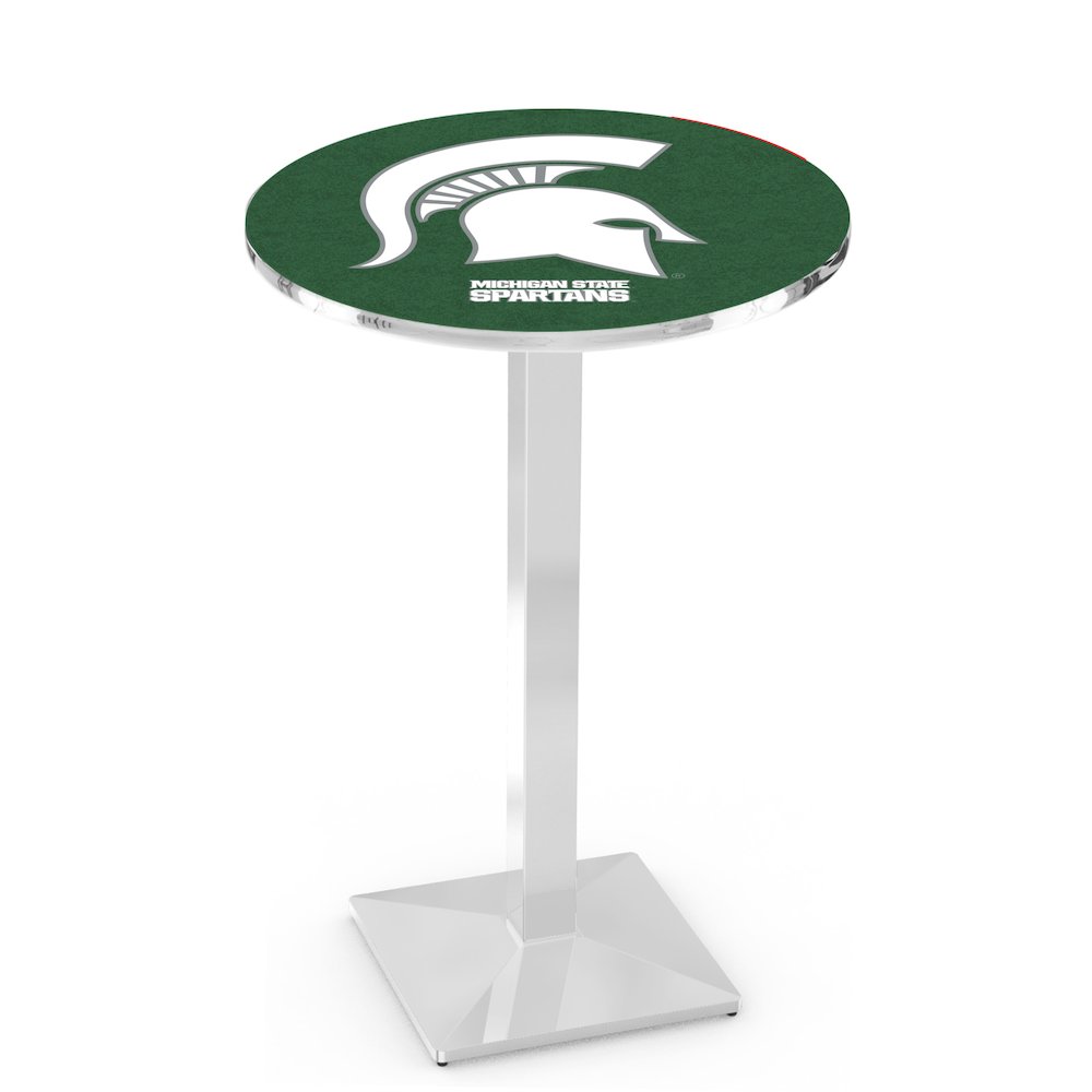 L217 Michigan State University 36" Tall - 36" Top Pub Table with Chrome Finish