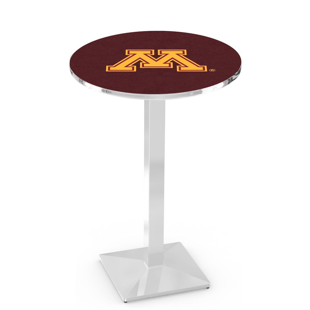 L217 University of Minnesota 36" Tall - 36" Top Pub Table with Chrome Finish