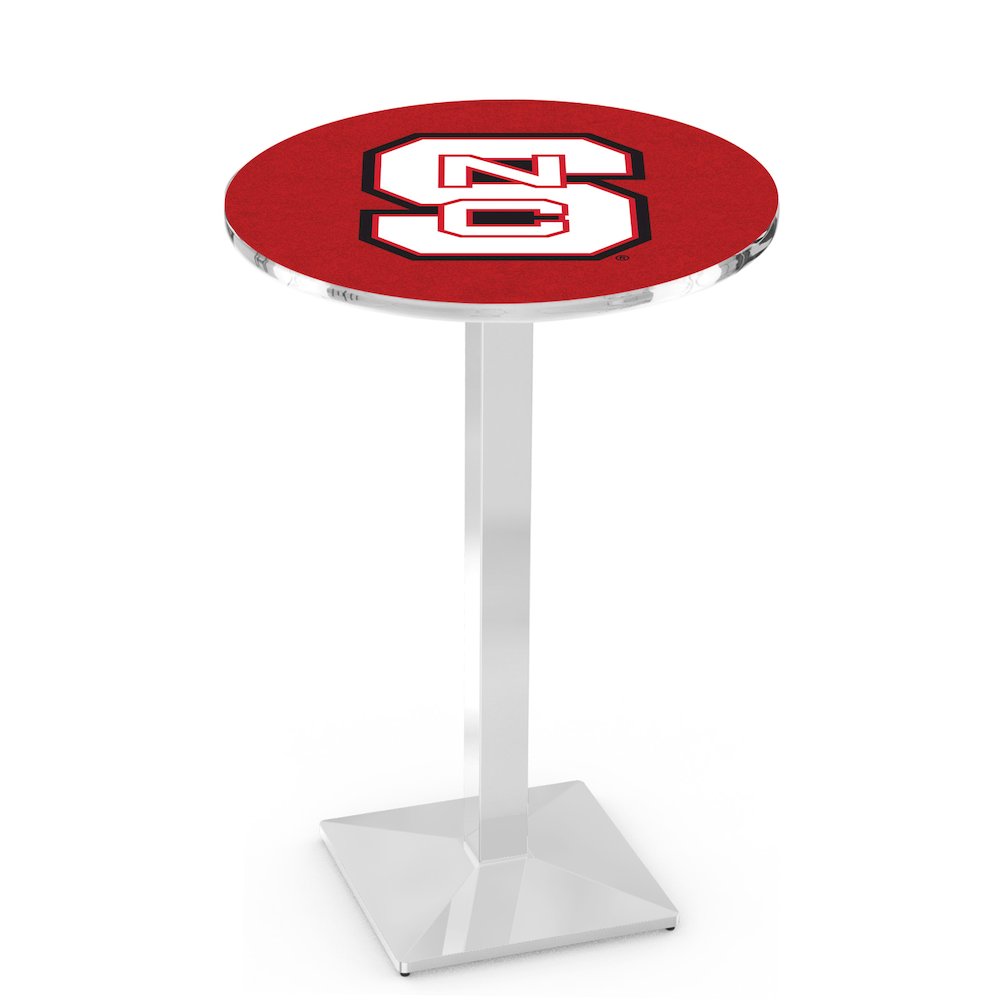 L217 North Carolina State University 36' Tall - 36' Top Pub Table w/ Chrome Finish