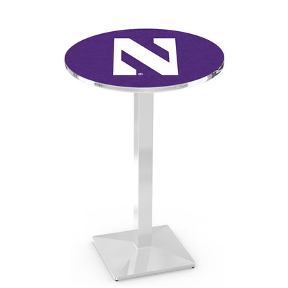 L217 Northwestern University 36" Tall - 36" Top Pub Table with Chrome Finish