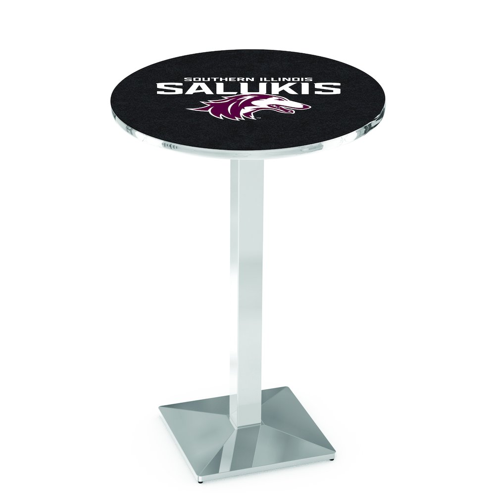 L217 Southern Illinois University 36' Tall - 36' Top Pub Table w/ Chrome Finish