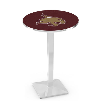 L217 Texas State University 36" Tall - 36" Top Pub Table with Chrome Finish
