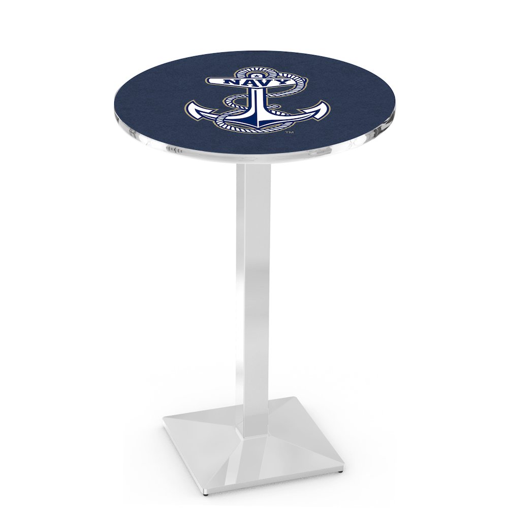 L217 US Naval Academy 36" Tall - 36" Top Pub Table with Chrome Finish