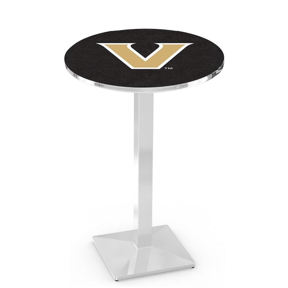 L217 Vanderbilt University 36' Tall - 36' Top Pub Table w/ Chrome Finish