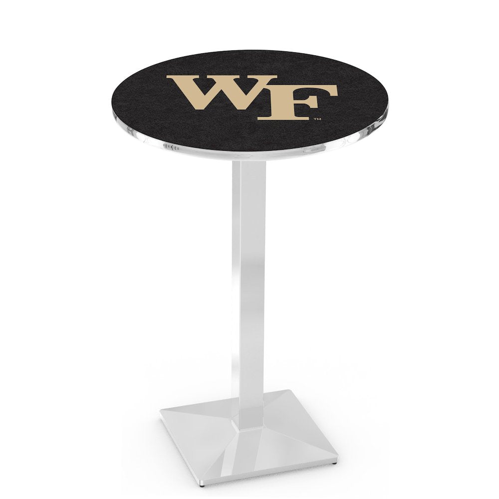 L217 Wake Forest University 36" Tall - 36" Top Pub Table with Chrome Finish