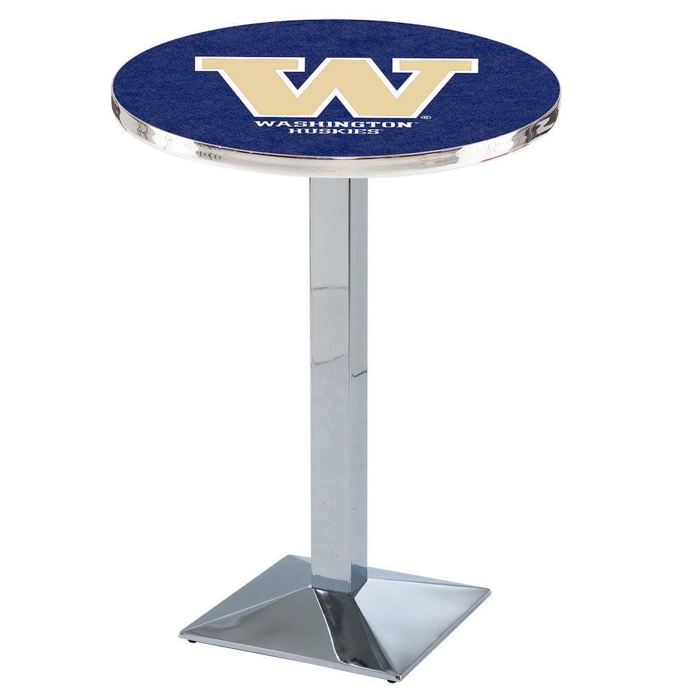 L217 University of Washington 36" Tall - 36" Top Pub Table with Chrome Finish
