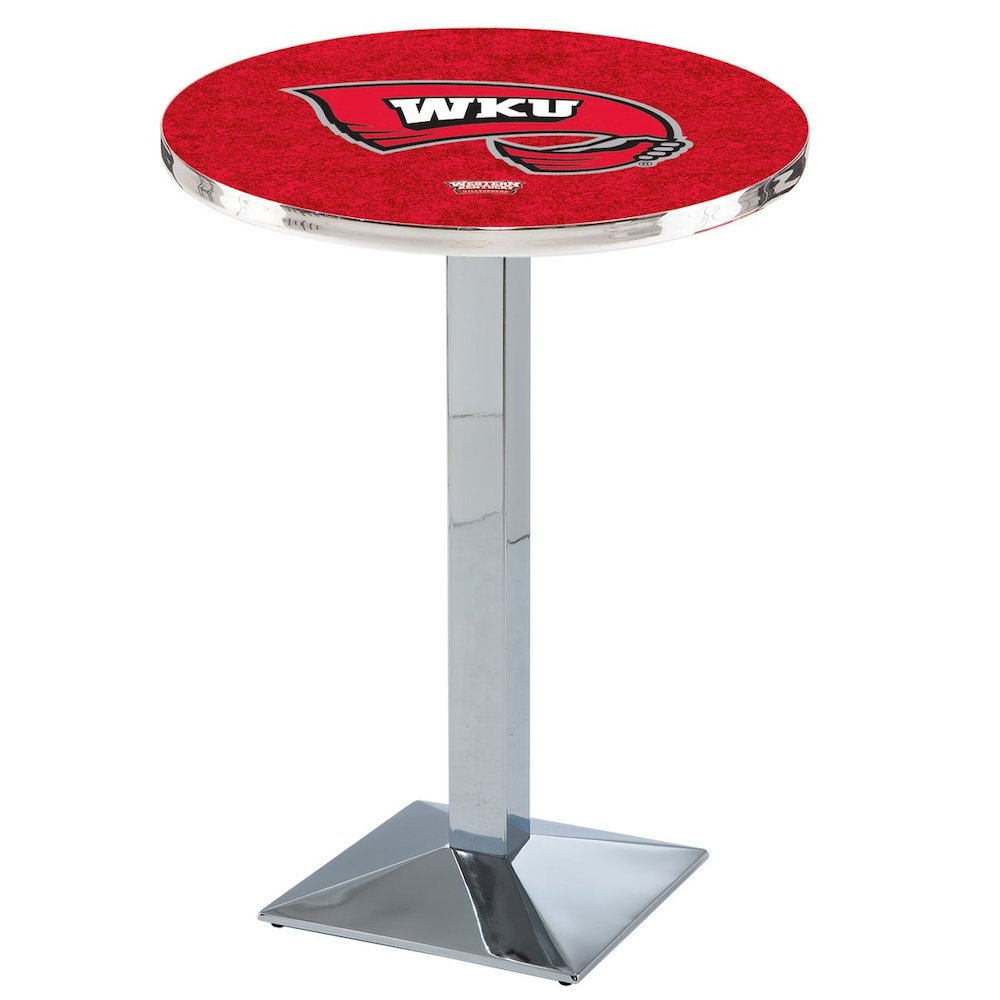 L217 Western Kentucky University 36' Tall - 36' Top Pub Table w/ Chrome Finish