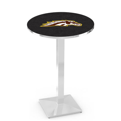 L217 Western Michigan University 36" Tall - 36" Top Pub Table with Chrome Finish