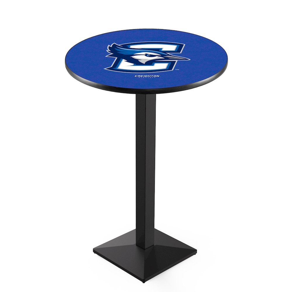 L217 Creighton University 36' Tall - 36' Top Pub Table w/ Black Wrinkle Finish