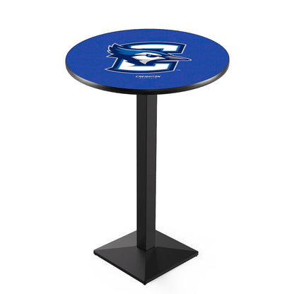 L217 Creighton University 36' Tall - 36' Top Pub Table w/ Black Wrinkle Finish