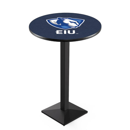 L217 Eastern Illinois University 36" Tall - 36" Top Pub Table with Black Wrinkle Finish