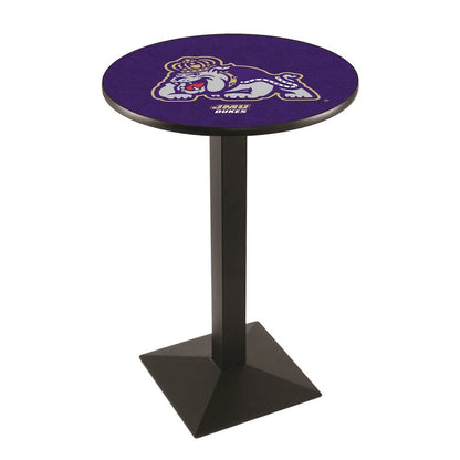 L217 James Madison University 36" Tall - 36" Top Pub Table with Black Wrinkle Finish