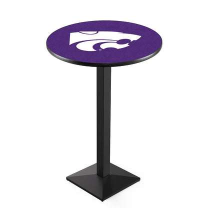 L217 Kansas State University 36" Tall - 36" Top Pub Table with Black Wrinkle Finish
