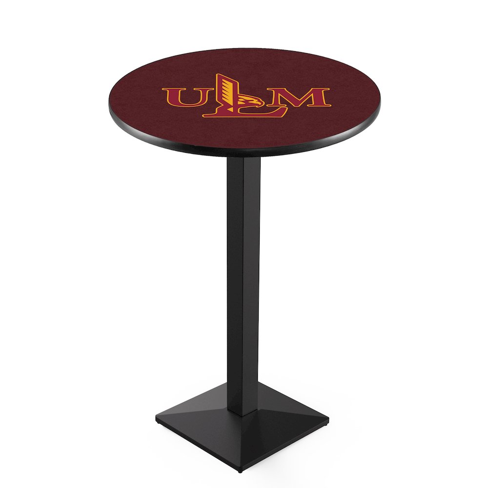 L217 University of Louisiana at Monroe 36" Tall - 36" Top Pub Table with Black Wrinkle Finish