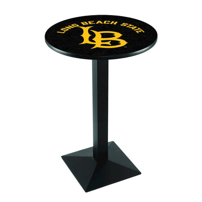 L217 Long Beach State University 36' Tall - 36' Top Pub Table w/ Black Wrinkle Finish