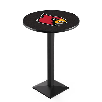 L217 University of Louisville 36" Tall - 36" Top Pub Table with Black Wrinkle Finish