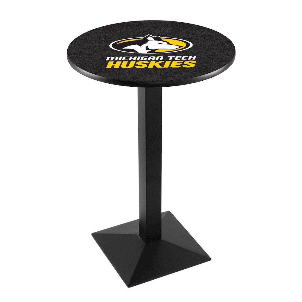 L217 Michigan Tech University 36" Tall - 36" Top Pub Table with Black Wrinkle Finish