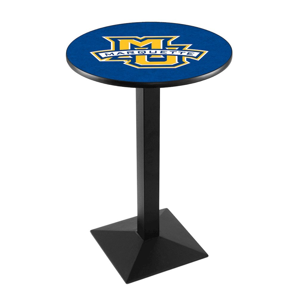 L217 Marquette University 36' Tall - 36' Top Pub Table w/ Black Wrinkle Finish