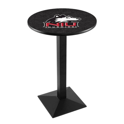 L217 University of Northern Illinois 36' Tall - 36' Top Pub Table w/ Black Wrinkle Finish