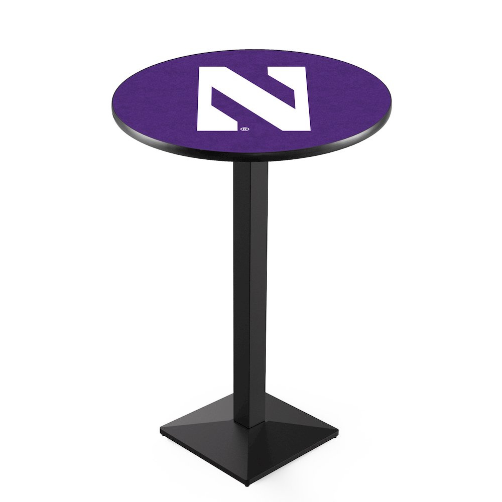 L217 Northwestern University 36' Tall - 36' Top Pub Table w/ Black Wrinkle Finish