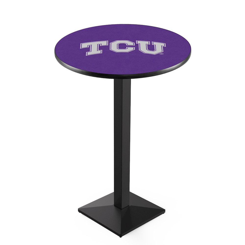 L217 Texas Christian University 36" Tall - 36" Top Pub Table with Black Wrinkle Finish