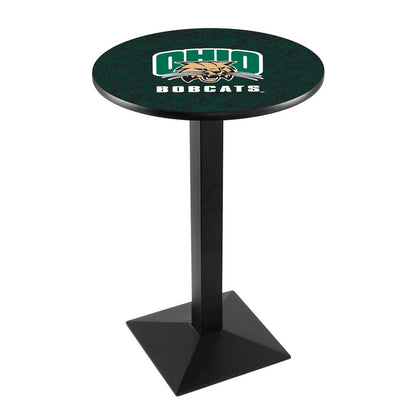 L217 Ohio University 36' Tall - 36' Top Pub Table w/ Black Wrinkle Finish