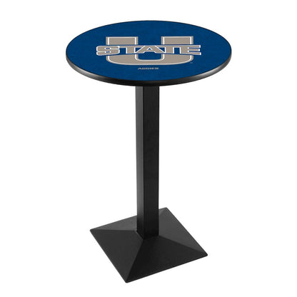 L217 Utah State University 36" Tall - 36" Top Pub Table with Black Wrinkle Finish