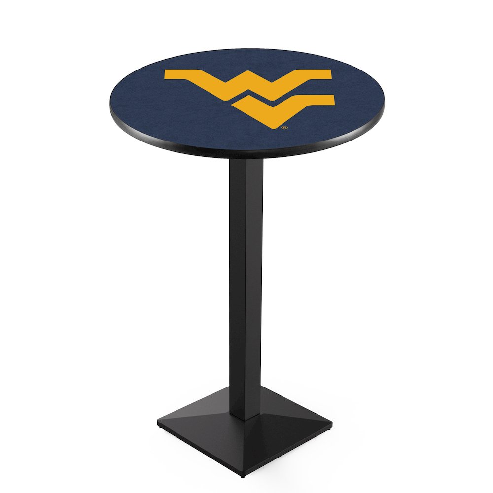 L217 West Virginia University 36" Tall - 36" Top Pub Table with Black Wrinkle Finish