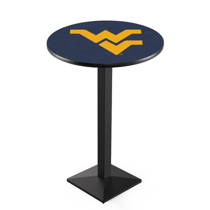 L217 West Virginia University 36" Tall - 36" Top Pub Table with Black Wrinkle Finish