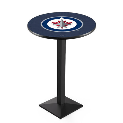 L217 Winnipeg Jets 36' Tall - 36' Top Pub Table w/ Black Wrinkle Finish (7299)