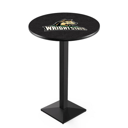 L217 Wright State University 36" Tall - 36" Top Pub Table with Black Wrinkle Finish