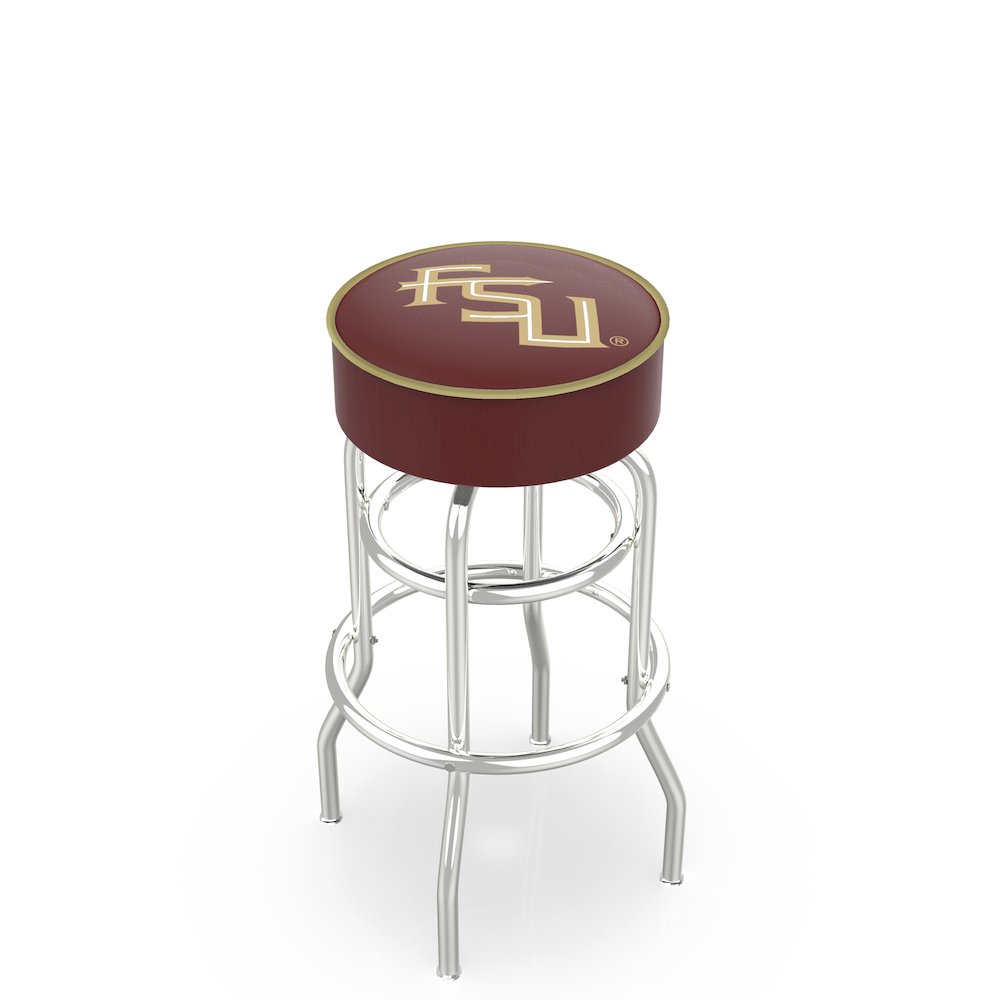 30" L7C1 - 4" Florida State (Script) Cushion Seat with Double-Ring Chrome Base Swivel Bar Stool by Holland Bar Stool Company