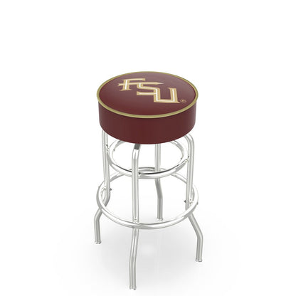 30" L7C1 - 4" Florida State (Script) Cushion Seat with Double-Ring Chrome Base Swivel Bar Stool by Holland Bar Stool Company