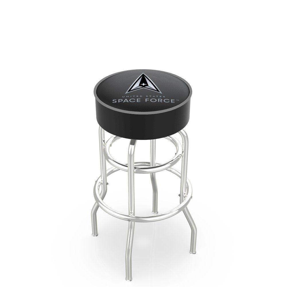 U.S. Space Force 30" Double-Ring Swivel Bar Stool with Chrome Finish