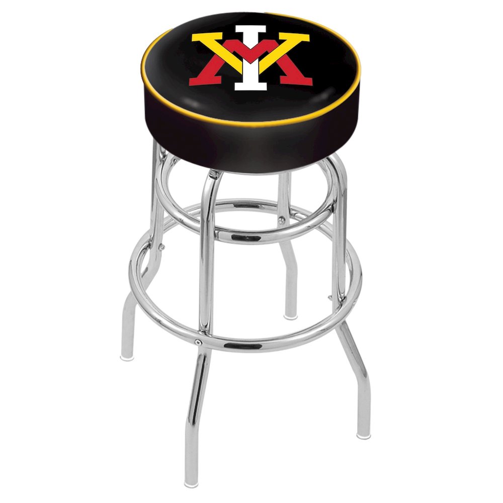 30" L7C1 - 4" Virginia Military Institute Cushion Seat with Double-Ring Chrome Base Swivel Bar Stool by Holland Bar Stool Company
