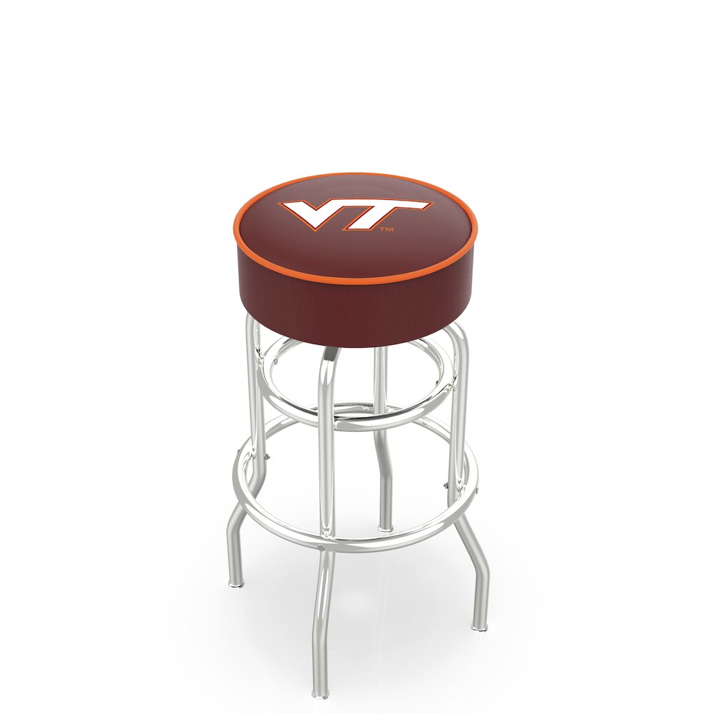 30" L7C1 - 4" Virginia Tech Cushion Seat with Double-Ring Chrome Base Swivel Bar Stool by Holland Bar Stool Company