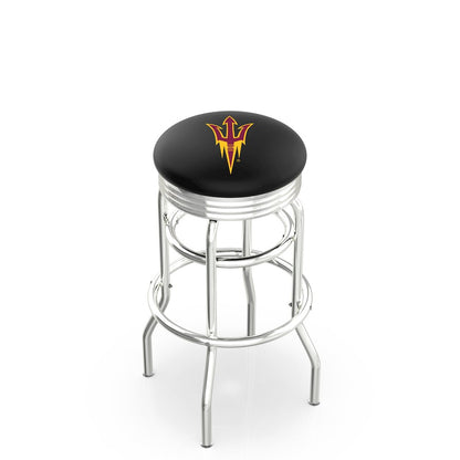 30" Chrome Double Ring Arizona State Swivel Bar Stool