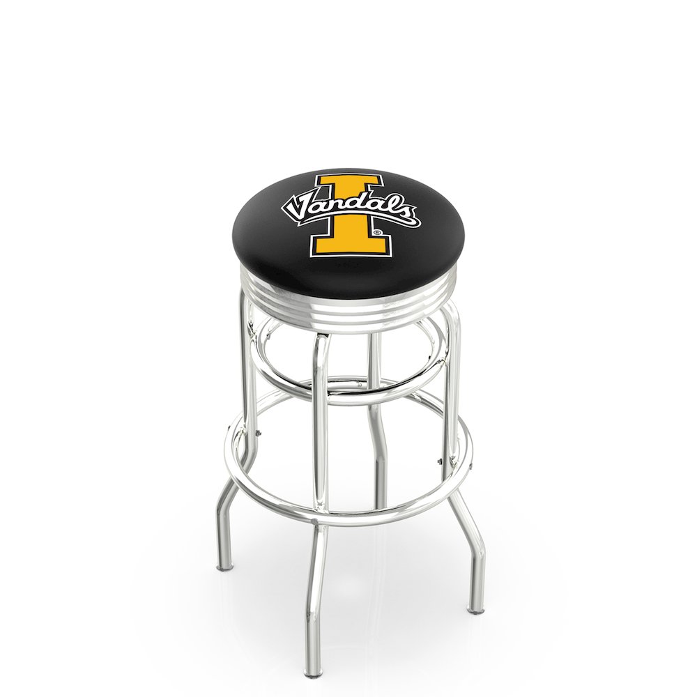30" L7C3C - Chrome Double Ring Idaho Swivel Bar Stool with 2.5" Ribbed Accent Ring by Holland Bar Stool Company