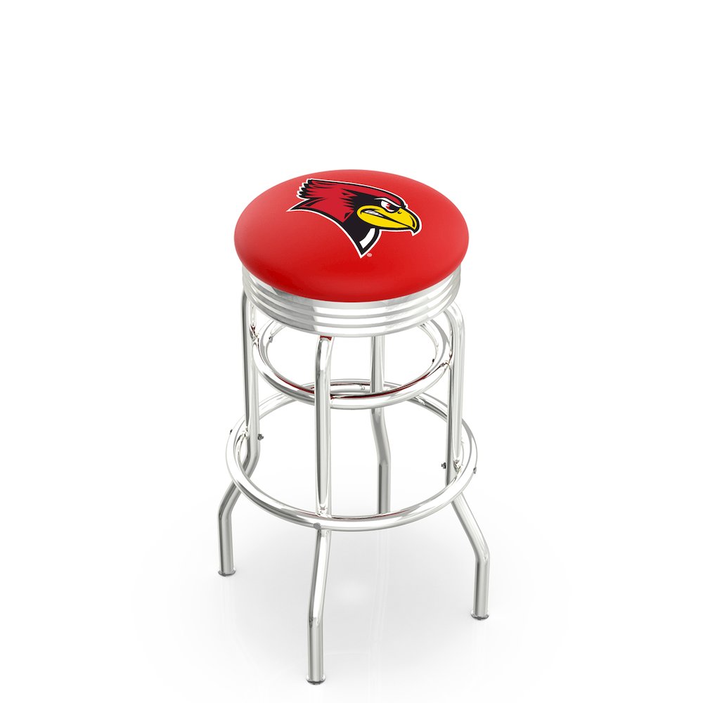 30" L7C3C - Chrome Double Ring Illinois State Swivel Bar Stool with 2.5" Ribbed Accent Ring by Holland Bar Stool Company