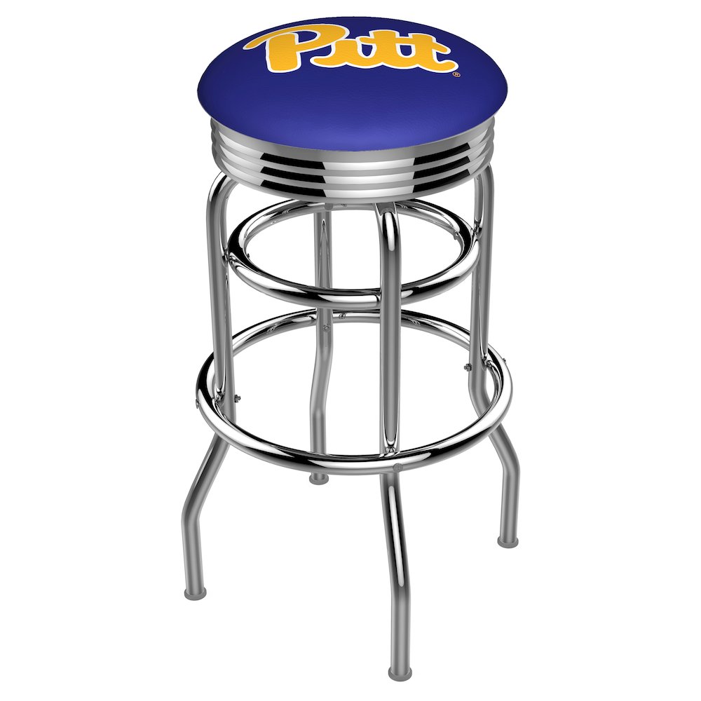 30" L7C3C - Chrome Double Ring Pitt Swivel Bar Stool with 2.5" Ribbed Accent Ring by Holland Bar Stool Company