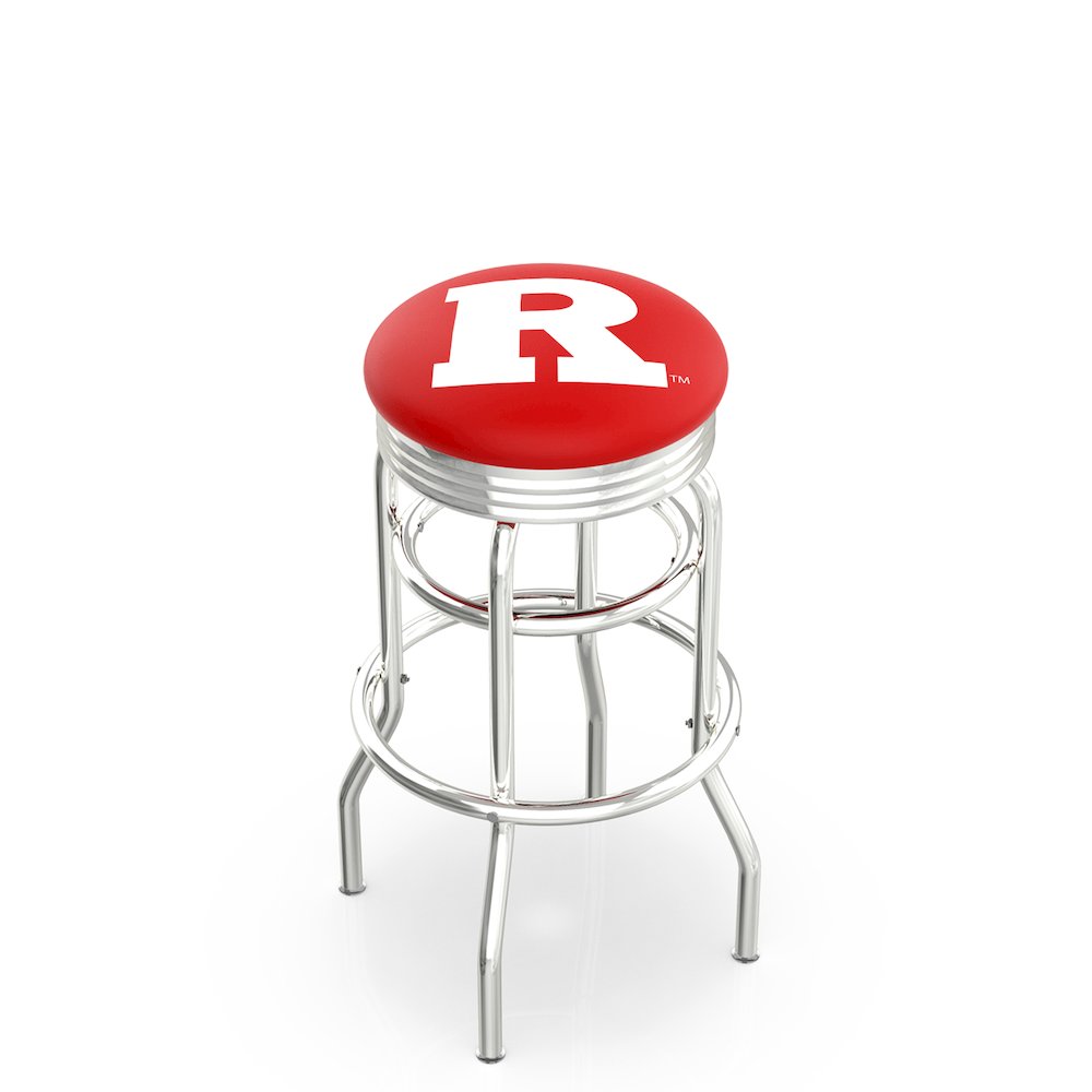 30" L7C3C - Chrome Double Ring Rutgers Swivel Bar Stool with 2.5" Ribbed Accent Ring by Holland Bar Stool Company
