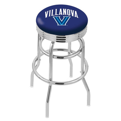 30" L7C3C - Chrome Double Ring Villanova Swivel Bar Stool with 2.5" Ribbed Accent Ring by Holland Bar Stool Company
