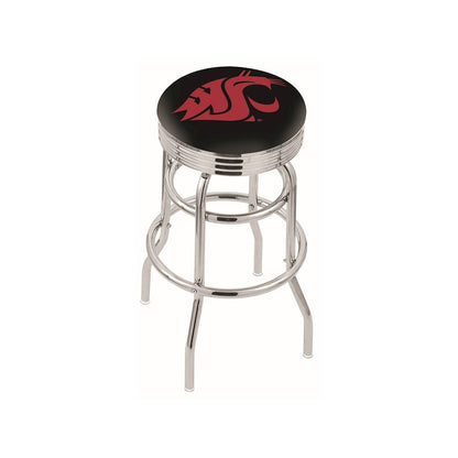 30" L7C3C - Chrome Double Ring Washington State Swivel Bar Stool with 2.5" Ribbed Accent Ring by Holland Bar Stool Company