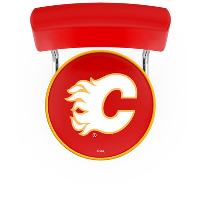 30" L7C4 - Chrome Double Ring Calgary Flames Swivel Bar Stool with a Back by Holland Bar Stool Company