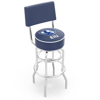 30" L7C4 - Chrome Double Ring Eastern Illinois Swivel Bar Stool with a Back by Holland Bar Stool Company