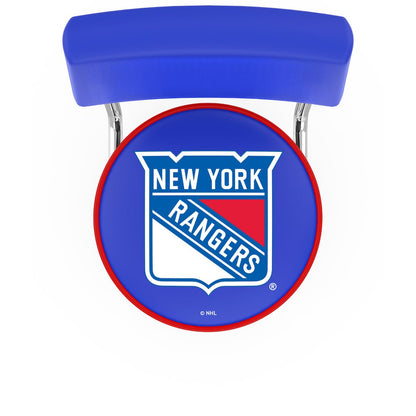 30" L7C4 - Chrome Double Ring New York Rangers Swivel Bar Stool with a Back by Holland Bar Stool Company