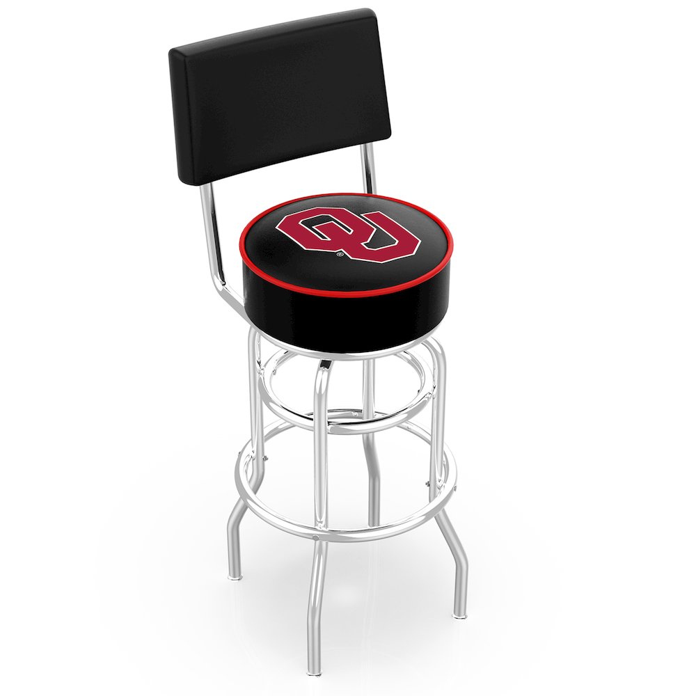 30" L7C4 - Chrome Double Ring Oklahoma Swivel Bar Stool with a Back by Holland Bar Stool Company