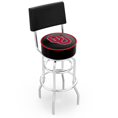 30" L7C4 - Chrome Double Ring Oklahoma Swivel Bar Stool with a Back by Holland Bar Stool Company